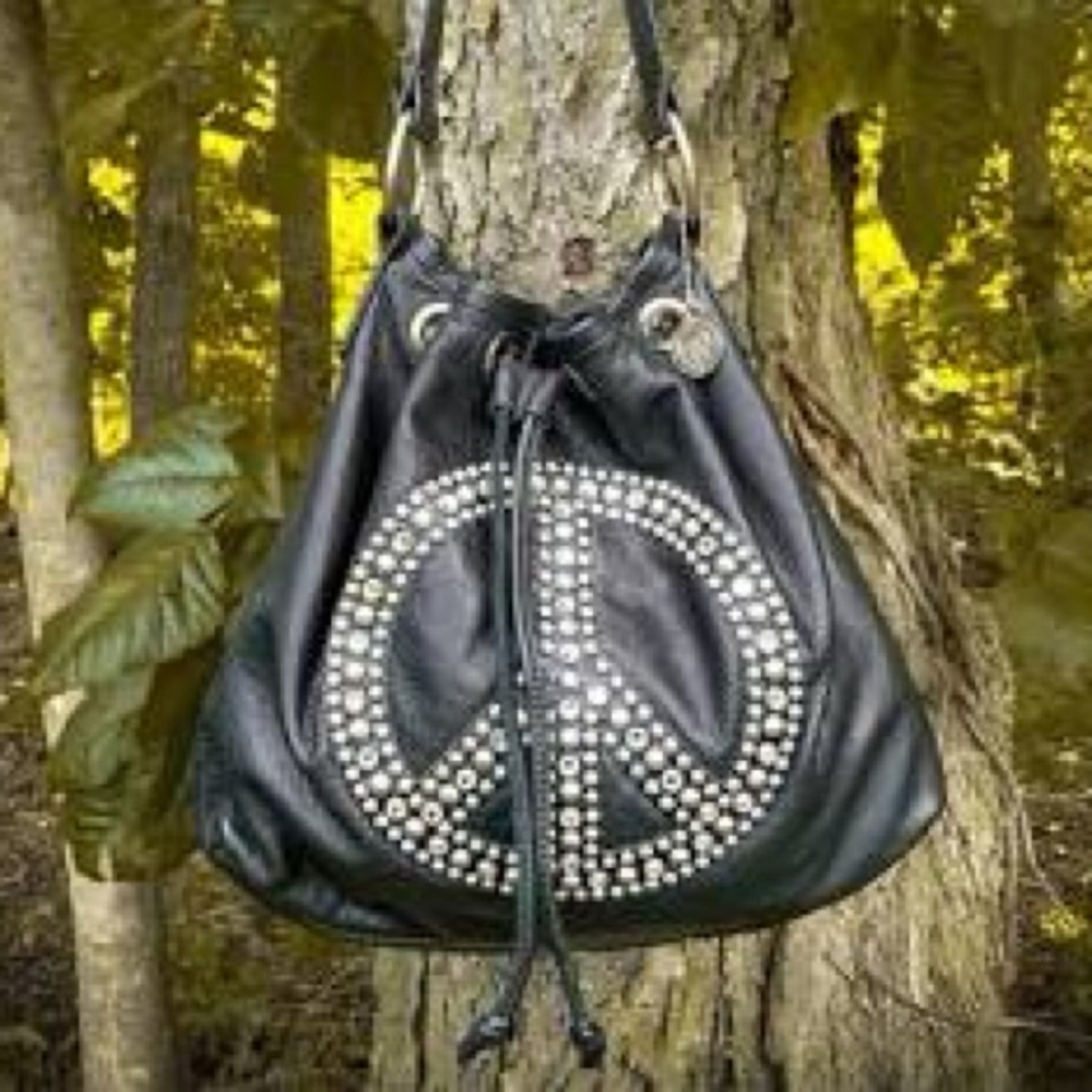 ‼️ ISO ‼️ ISO ‼️ Black Studded Peace Sign Bag